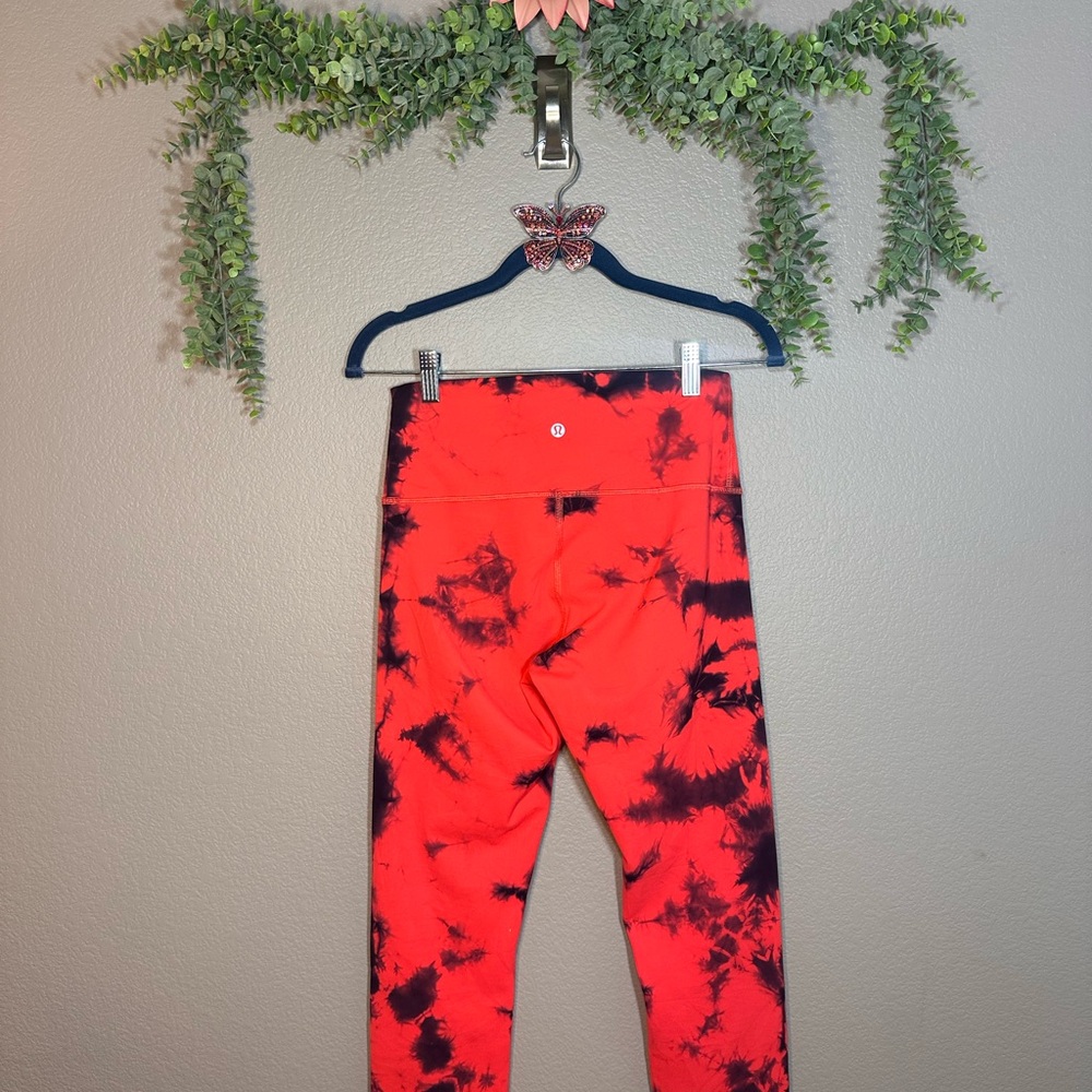 lululemon athletica Red/bright pink and Black Patterned Leggings.